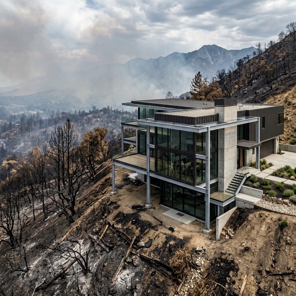 Fire Resistant Steel Frame House Hillside California